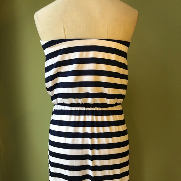 Susana Monaco Blue White Stripe Strapless Dress M - Picture 7 of 9
